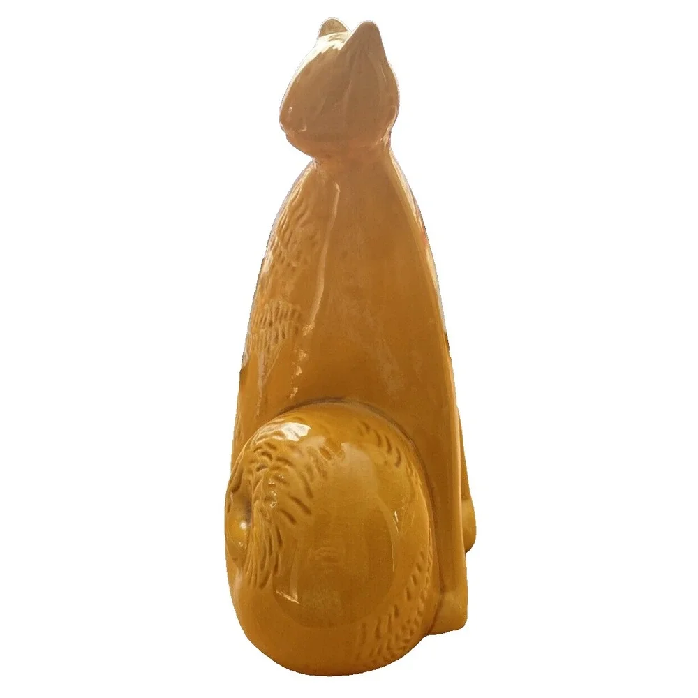 Vintage Yellow Cat Ceramic Statue Figurine 6